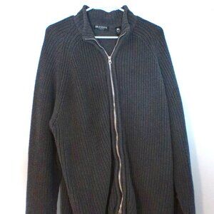 Brandini Le Collezioni Full Zip Rib Knit Sweater Cardigan Men’s XL Dark Gray